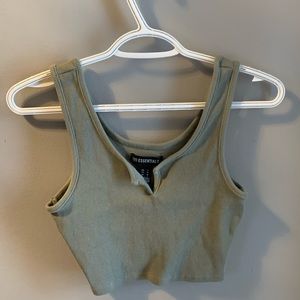 Army green tank top.